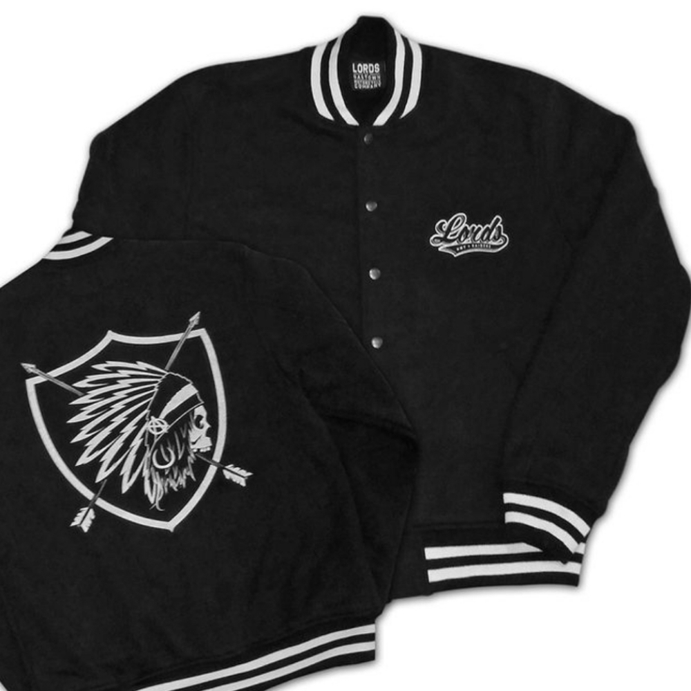 Lords of Gastown Motorcycle Company Black Wool Bomber Club Varsity Jacket